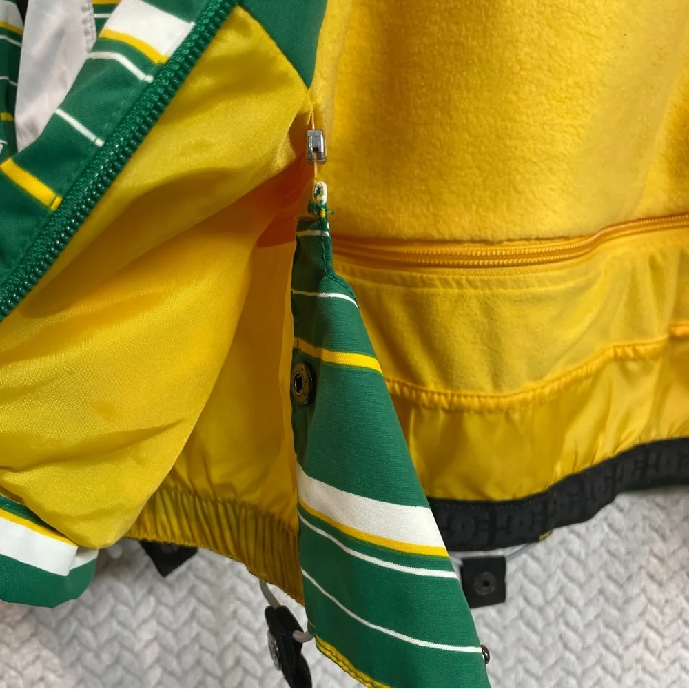 Vintage Y2K DC Boys Green Yellow Striped Snowboard Streetwear Jacket Size Medium